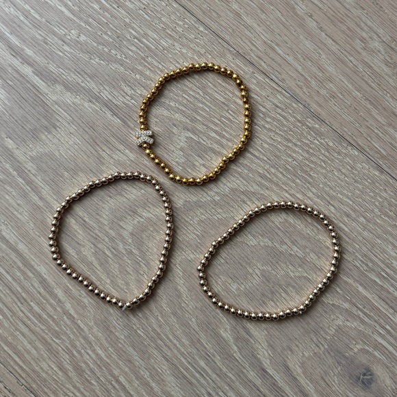 Letter K Gold Beaded Bracelet Stack - Picture 2 of 2